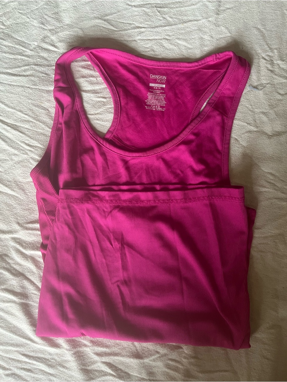 Danskin Now Fuchsia Ribbed Dri-More Racerback Tank